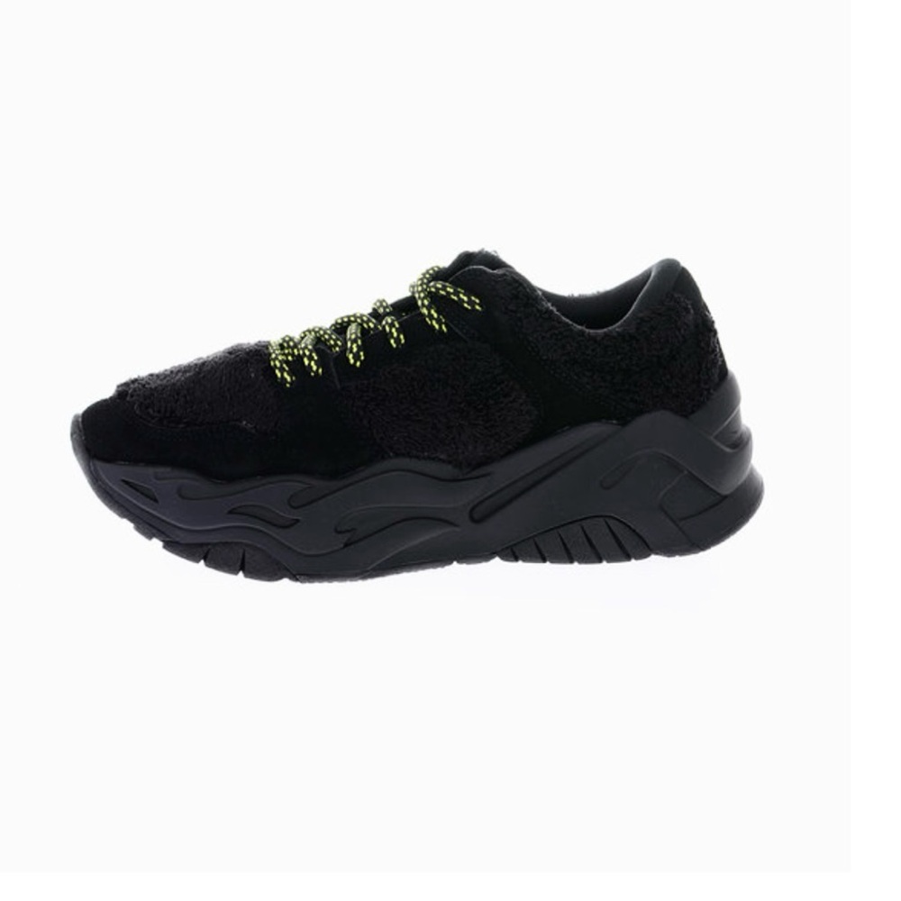Just Cavalli P1thon Black Fur Platform Sneakers with contrast Laces